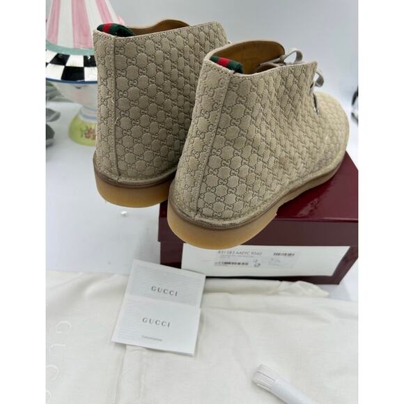 Men\'s Gucci suede GG embossed desert boots size 12 made in Italy main image 6